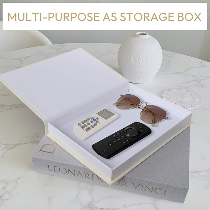 Decorative Linen Book Set of 2, Faux Book Storage Box, Coffee Table and Bookshelf Decor