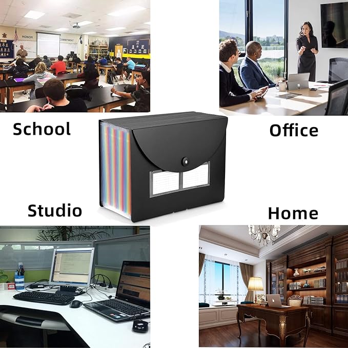 Expanding File Organisers, A4 Plastic folders File Organizer with 24 Pockets Accordion Document Organiser for Home Office School