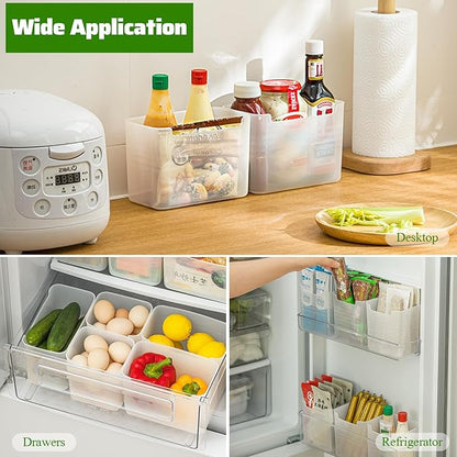 6 Pack Refrigerator Organizer Box, Plastic Refrigerator Side Door Storage Containers, Space-Saving Organizer Bins for Refrige, Refrige Drawers for Fruit and Vegetable (Clear, L×6)