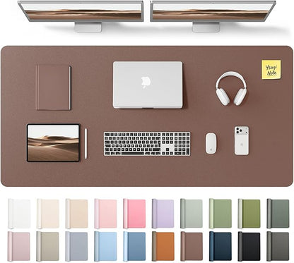 YSAGi Leather Desk Pad Protector, Office Desk Mat, Large Mouse Pad, Non-Slip PU Leather Desk Blotter, Laptop Desk Pad, Waterproof Desk Writing Pad for Office and Home (Chocolate,55" x 24")