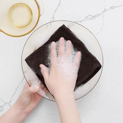 Homaxy 100% Cotton Waffle Weave Kitchen Dish Cloths, Ultra Soft Absorbent Quick Drying Dish Towels, 12 x 12 Inches, 18-Pack, Dark Brown