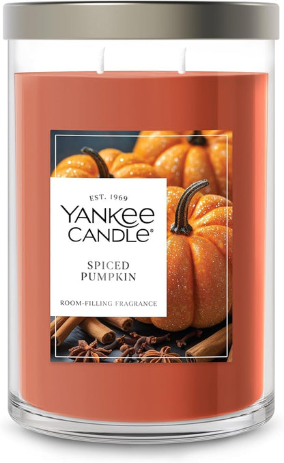 Yankee Candle Large Tumbler Scented Candle with up to 80 Hour Burn Time, Premium Plant Wax Blend for Consistent Burn, 20 oz Tumbler Candle with Room Filling Fragrance, Spiced Pumpkin