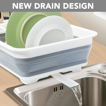 Tiawudi Collapsible Dish Drying Rack, Pop Up Dinnerware Drainer, Portable Plate Organizer for Kitchen RV Campers Travel Trailer, Space Saving Kitchen Storage Tray