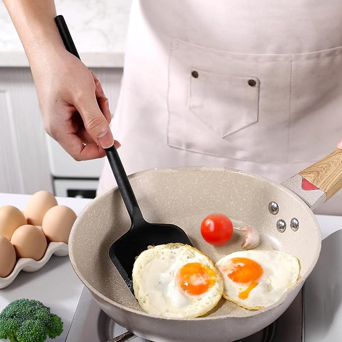 Silicone Cooking Spatula Set, High Heat Resistant Slotted and Solid Kitchen Turner, Extra Long Large Kitchen Utensil for Turning, Flipping, Mixing, Stir-frying,13.8 Inches