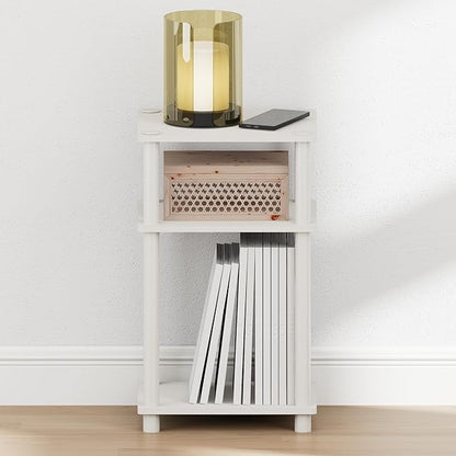 Furinno Just Turn-N-Tube Open Storage Nightstand, 1 Pack, 3-Tier, White/White