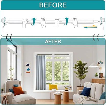 YNL Tension Shower Curtain Rod 34-96 Inches（2.8-8ft) Adjustable Spring Shower Rod No Drilling, Non-Slip, Never Rust, Stainless Steel, Suitable for Bathroom Window Kitchen,White