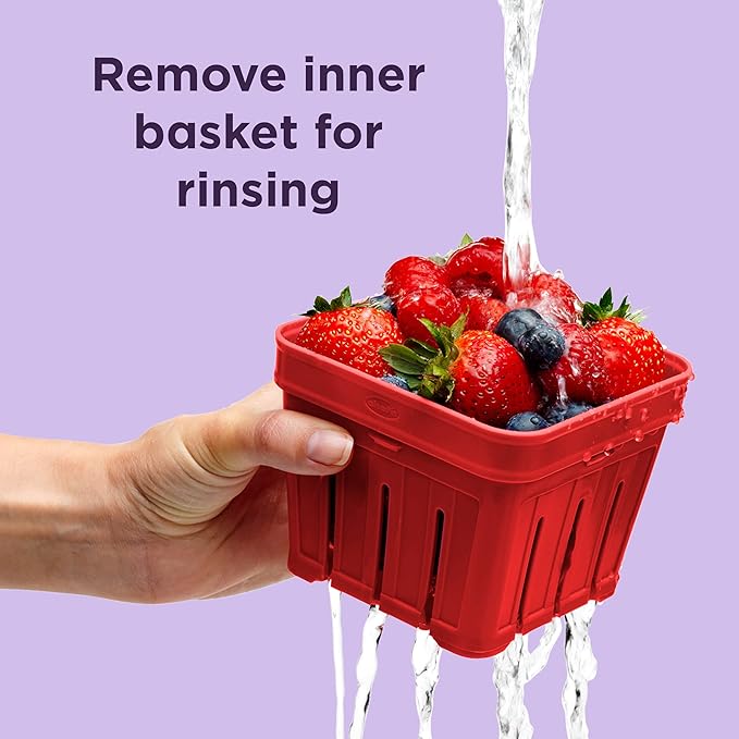 Chef'n Bramble Berry Basket and Colander (1-Quart, Cherry)