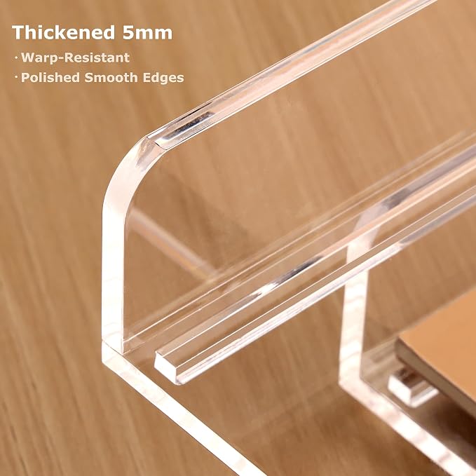 SANRUI Clear Acrylic Paper Tray, 4 Tier Stackable Letter Tray Desk Organizer with Curved Design, Oversized Document File Holder for Home Office Classroom Desktop Storage