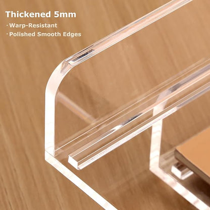 SANRUI Clear Acrylic Paper Tray, 4 Tier Stackable Letter Tray Desk Organizer with Curved Design, Oversized Document File Holder for Home Office Classroom Desktop Storage