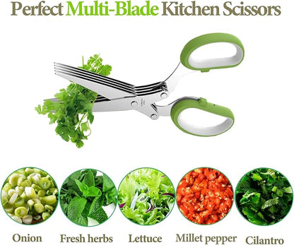 2026 Upgraded Herb Scissors, Effortless Herb Shears Cutter Tool with Sharp Stainless Steel Blades for Fresh Herbs, Must-Have Kitchen & Cooking Gadget, Green