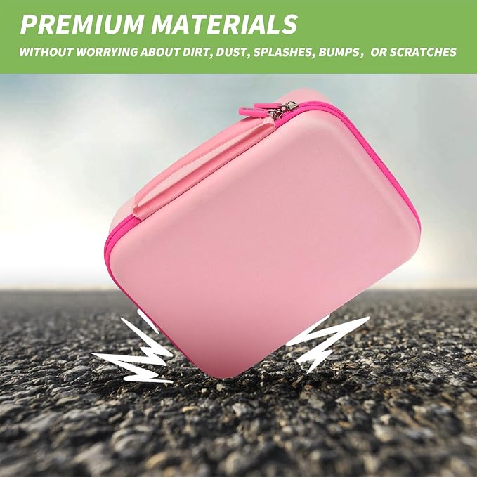Case Compatible with DYMO LetraTag LT-100H Handheld Label Maker Machine, Holder for Labeler Makers Printer Machine & Labeling Tapes Refills, with Mesh Pocket for Accessories- (Pink)