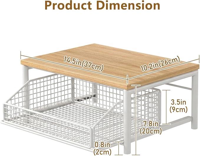 Funecy Coffee Pod Drawer,Coffee Machine Storage Rack,Home Kitchen Counter Coffee Bar Organizer,Storage Basket Drawer (White)