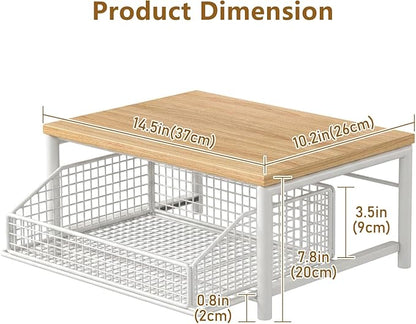 Funecy Coffee Pod Drawer,Coffee Machine Storage Rack,Home Kitchen Counter Coffee Bar Organizer,Storage Basket Drawer (White)