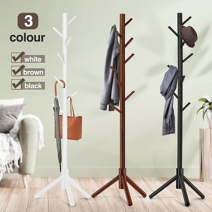 WANGMUXIA 2 PCS Coat Rack, Freestanding Coat Rack with 8 Hooks and 3 Adjustable Size Tree Coat Racks for Bedroom, Hallway, Entrance, Office, for Hats, Coats, Scarves, Handbags
