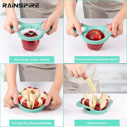 Rainspire Apple Cutter 8 Slices, 8 Blade Apple Slicer and Corer, Apple Corer Tool with Stainless Steel Blades, Super Sharp Fruit Cutter Fruit Slicer, Mint Green