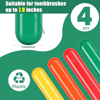 Hooqict 4 Pack Travel Toothbrush Case Portable Travel Toothbrush Holder Plastic Toothbrush Container Protector Cover for Traveling, Camping, Home, School, Business