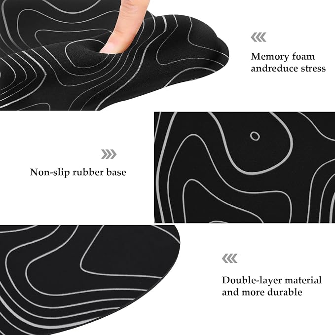 EooCoo Ergonomic Mouse Pad with Wrist Support, Mousepad with Memory Foam Wrist Rest and Non-Slip Base for Computer, Cafe, Home & Office, 9.64 x 8.26 in Office Desk Accessories