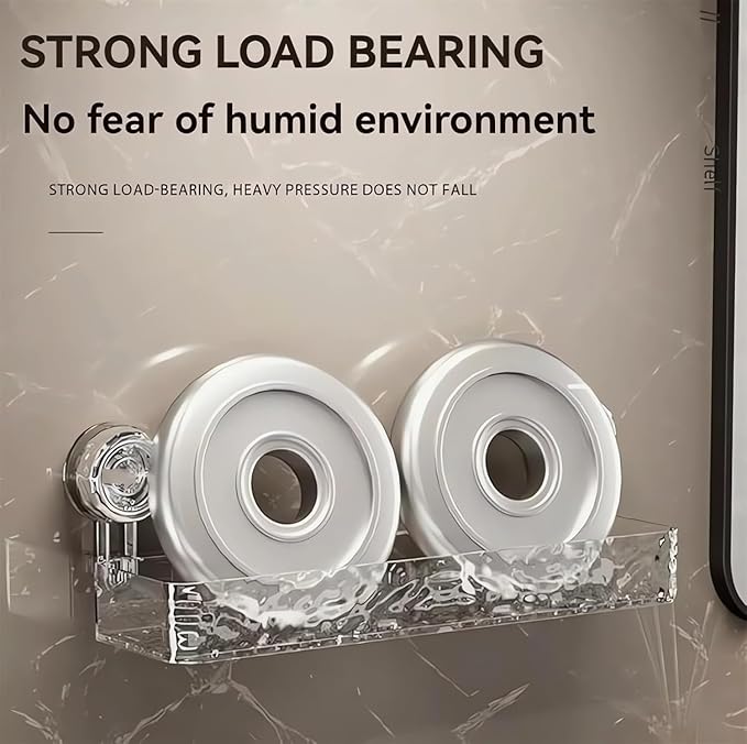 No-Drill Bathroom Suction Storage Box, Corrugated Suction Cup Shower Shelf - Heavy Duty Shower Caddy with Strong Suction Cups, Waterproof Bathroom Organizer (#2)