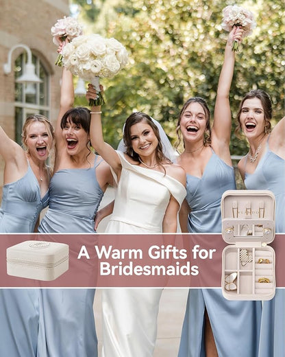 Vlando Wedding Gifts for Women, Jewelry Box, Bridal Shower Gifts, Bridesmaid Gifts for Wedding Day Bride Gifts, Personalized Jewelry Case, Valentines Gift Box - Letter A, White