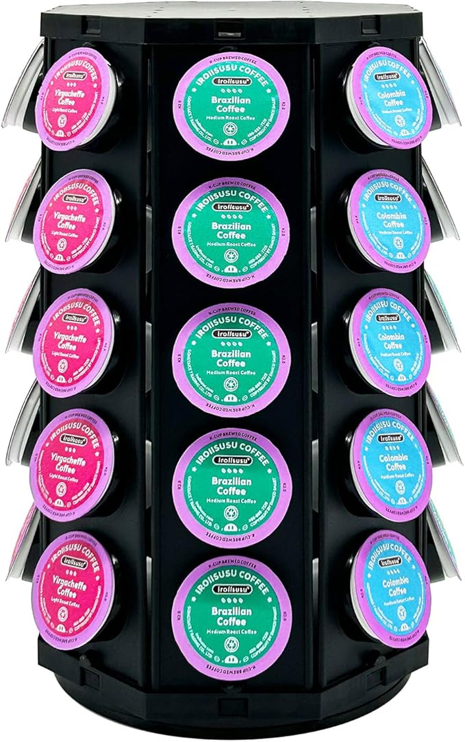 K Cup Coffee Pod Holder Storage Carousel Organizer Stand Compatible with 40 K-Cup Pods(Black-002)