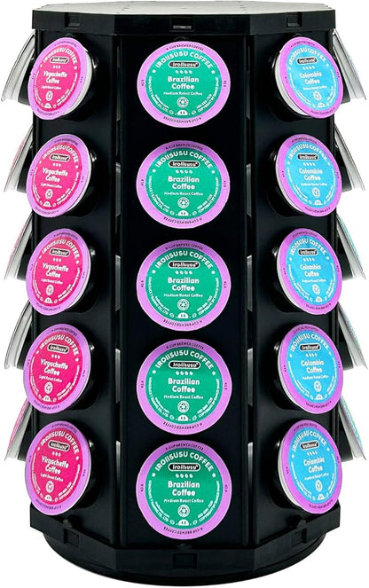 K Cup Coffee Pod Holder Storage Carousel Organizer Stand Compatible with 40 K-Cup Pods(Black-002)