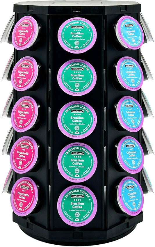 K Cup Coffee Pod Holder Storage Carousel Organizer Stand Compatible with 40 K-Cup Pods(Black-002)