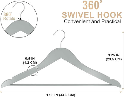 Utopia Home Premium Wooden Hangers 10 Pack - Durable & Slim Coat Hanger - Suit Hangers with 360-Degree Rotatable Hook - Wood Hangers with Shoulder Grooves (Grey Color)