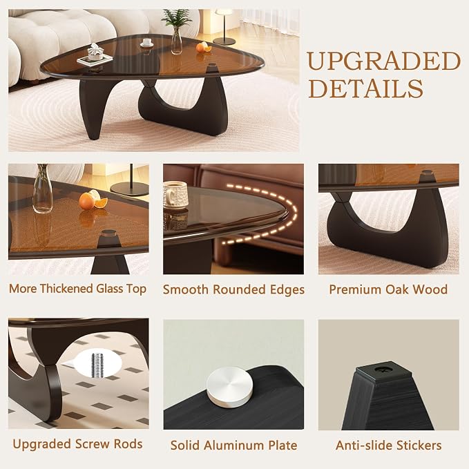 Coffee Table for Living Room Mid Century Modern Center Small Table, Black Brown(45 Inch)