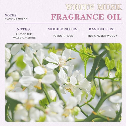 EUQEE 100ML White Musk Fragrance Oil with Glass Dropper, Essential Oil for Diffuser for Home, Bath Bombs, Candle Making, DIY Soap, Perfume Oil for Women (3.38 Fl oz)