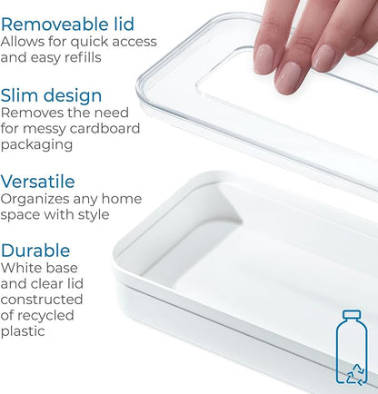 iDesign Gallon Bag Organizer - Plastic Food Storage Bag Holder for Kitchen Drawer, Clear/White