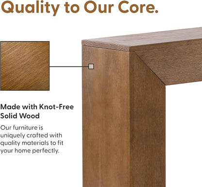 Plank+Beam Grand Console Table, 56 Inch Solid Wood Modern Sofa Table, Narrow Entryway Table for Hallway, Behind The Couch, Living Room, Foyer, Pecan Wirebrush
