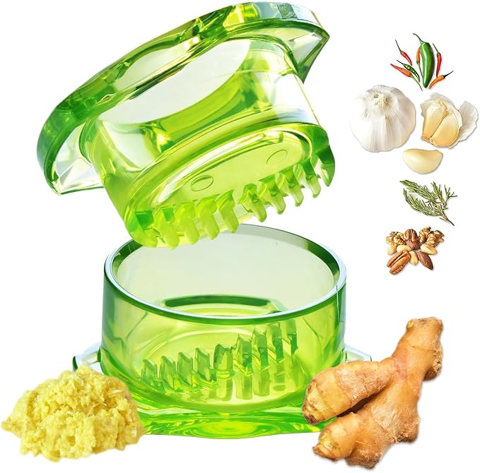 Nextrend Garlic Twister 4th Gen – Garlic Mincer & Garlic Press in One, for Ginger, Herbs, Nuts & more, BPA-Free, Dishwasher Safe, 3–5 Clove Capacity - Green