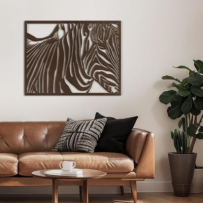 SIGNLEADER Metal Wall Art Decor Zebra Minimalist Modern Abstract Wall Sculpture Hangings Home Decoration for Living Room, Bedroom, Bathroom, Kitchen, Outdoor - 30" Bronze