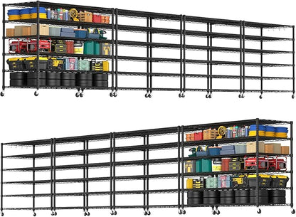 PrimeZone 6 Tier 80.7" H x 55.5" W x 24" D Wire Shelving with Wheels 3600lbs NSF Certified Storage Shelves Heavy Duty Metal Shelf Adjustable Rolling Rack Commercial Garage Restaurant Warehouse 8Pack