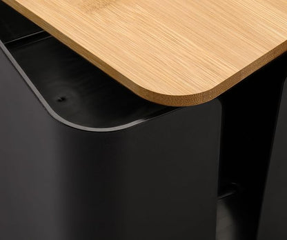 ZhiYo Bamboo Lid Cord Organizer Box, 2Pack Large Cable Management Box, Safe ABS Wire Organizer for TV and Computer, Wood Cover Cord Hider to Hide Wires, USB Hub & Under Desk Power Strip, Black