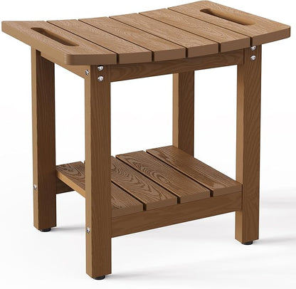 HIPS Shower Benches for Inside Shower, Shower Stool with Space-Efficient Storage Shelf, Waterproof Shower Chair Seat for Spa Bathroom(Brown)