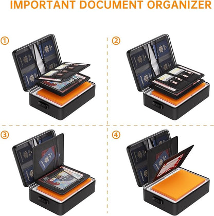 DocSafe 5200°F Document Organizer with Lock, Upgraded Heat Insulated Fireproof＆Water-Resistant Box 8 Layers File Organizer, Portable Home Travel Safe Storage for Important Documents, Files and More