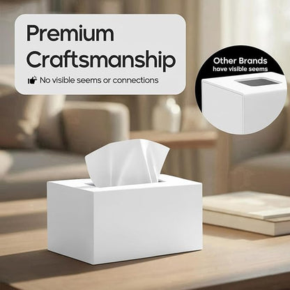 Tissue Box Cover Rectangle - Tissue Box Holder Rectangular - Compatible with Kleenex - Acrylic White Bathroom Accessories Decor