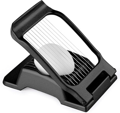 Egg Slicer for Hard Boiled Eggs, Stainless Steel Wire, Multipurpose Heavy Duty Aluminium Egg Cutter for Egg, Salads, Sandwiches, Strawberries, Mushrooms, Soft Cheese, Fruit, Black