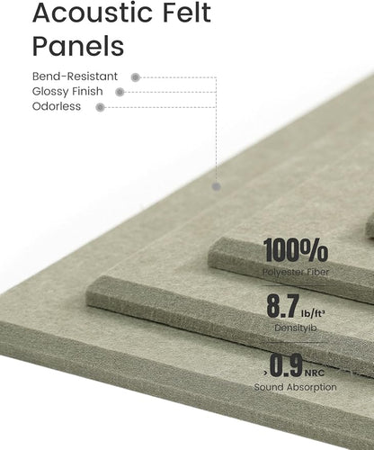 Fluxynara Felt Bulletin Board Tiles -28"x18" Cork Board Alternative for Office Decor, Push Pin Board Wall Organizer 6-Pack - Sage