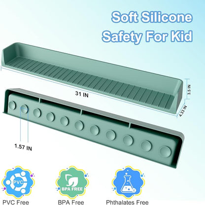 Splash Guard for Bathtub, Silicone Bathtub Water Guard for Tub Kids, Bath Tub Play Shelf Toy Holder for Kids, Tub Splash Guard Prevent Water Spills in Bathroom, Toddler Bath Essentials (Aqua)