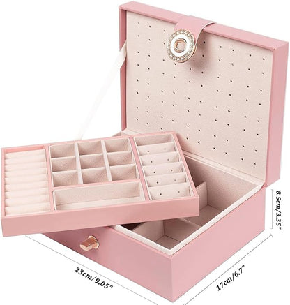 QBestry Girls Jewelry Box Earring Holder Organizer for Girls Earring Organizer Teen Jewelry Box Organizer for Girl Pink jewelry Boxes for Earrings Necklaces Rings Stud Earrings Box Organizers Teens
