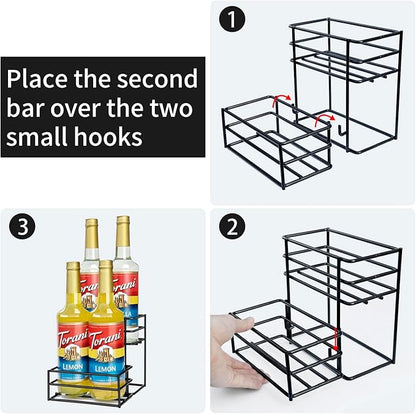 MCSAPIL Coffee Syrup Rack (4 Bottle Capacity)，Coffee Syrup Organizer for Coffee Bar,Kitchen.Small Wine Rack for Bar,Family,Storage for Syrup, Wine, Dressing