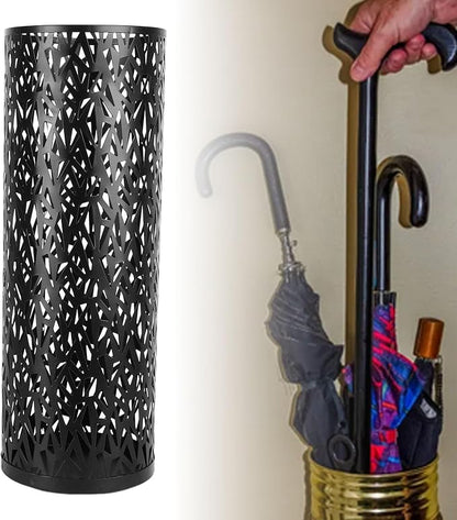 Umbrella Stand Rack for Entryway Metal Hollowed Freestanding Round Umbrella Holder Organizer Bin for Home Hotel Office Decor (Medium)