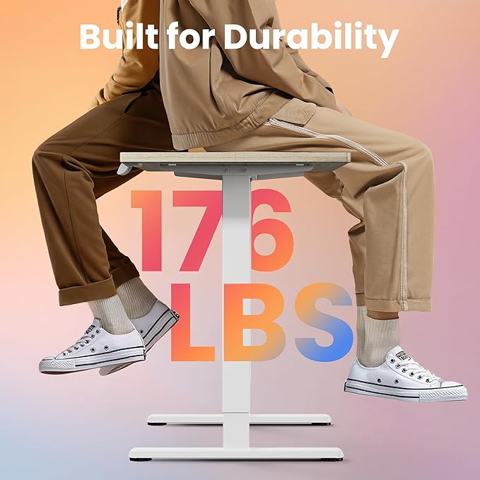 HUANUO Electric Standing Desk,48" x 24" Height Adjustable Desk, 4 Memory Height Settings, Sit to Stand Up Desk for Home Office, with Headphone Hook, Cable Manager, Natural