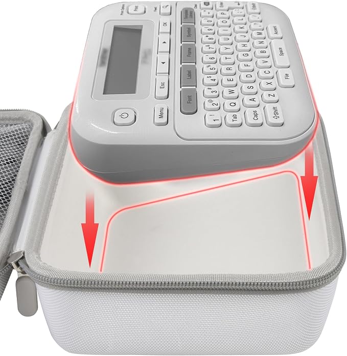 Case Compatible with Brother P-Touch PTD220 210 Home/Office Everyday Label Maker, Storage Holder Carrying Organizer for Label Tapes, AC Adapter, Charging Cables (Box Only) - White