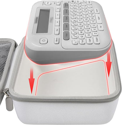 Case Compatible with Brother P-Touch PTD220 210 Home/Office Everyday Label Maker, Storage Holder Carrying Organizer for Label Tapes, AC Adapter, Charging Cables (Box Only) - White
