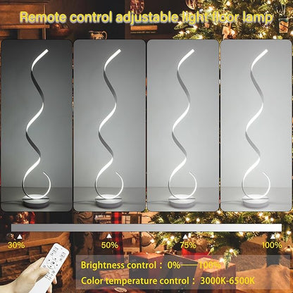 57inch Spiral LED Floor Lamp, 3 Light Color Remote Dimmable Torchiere Super Bright for Beside Living Rooms Offices (White)