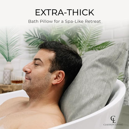 Luxury Bath Pillow for Tub - Thick and Comfortable Bathtub Pillow Support for Head and Neck and Back - Washable Quick-Drying Bath Pillows - Bath Cushion for Home Spa - Fits Any Bathtub - Light Gray
