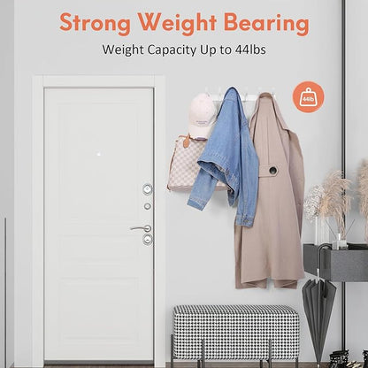 Coat Rack Wall Mount, Coat Hook Wall Mount, Wall Hooks for Hanging, Hat Rack for Walls, Coats Hanger with 12 Hook, Towel Hooks for Bathrooms (1 Pack, Silver)
